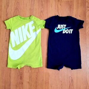 Nike Infant Romper Duo - Lime and Navy 9m